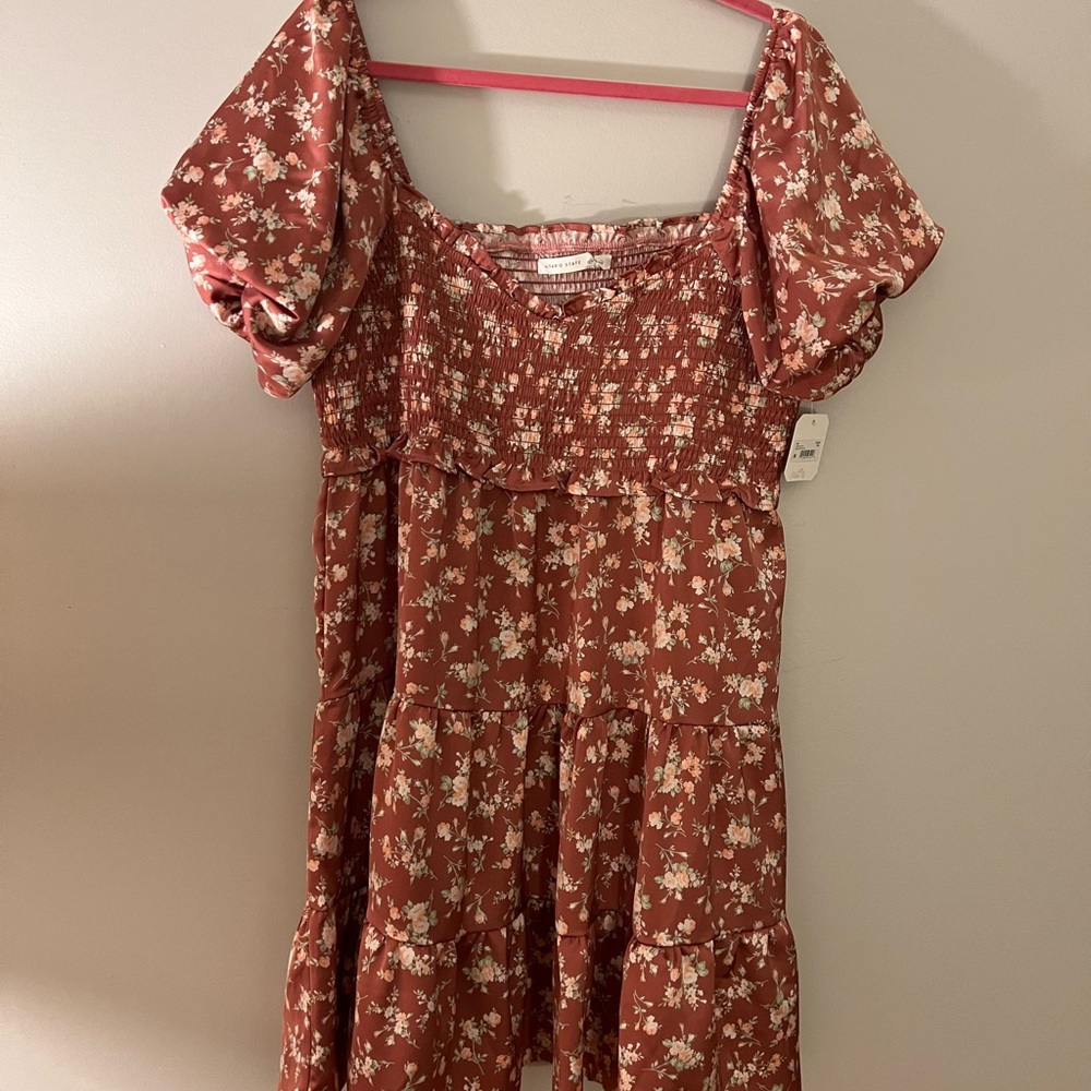 Altar’d State Floral Smocked Puff Sleeve Mini Dress XXL NWT
